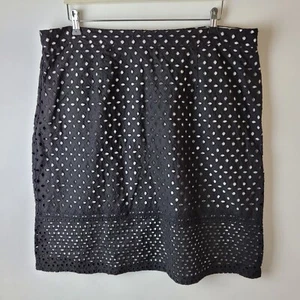 Long Tall Sally Women Size 20 Black White Spot Broderie Pencil Skirt Career Work - Picture 1 of 12