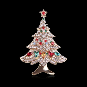 Christmas Tree Brooch Alloy Zinc Alloy Enamel Rhinestone Handmade for Xmas Gift - Picture 1 of 7