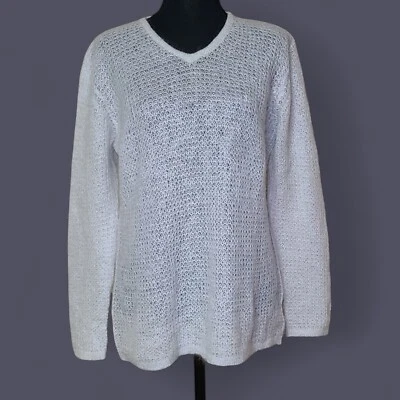 Suéter Isda & Co Mohair Mezcla de Lana Cuello en V Manga Larga Blanco Para Mujer Talla Mediana Foto 1 de 4