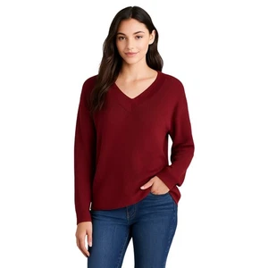 Suéter tejido acanalado cuello en V Nine West Jeans - grande para mujer - Imagen 1 de 6