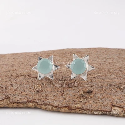 Orecchini Pendenti In Acquamarina Naturale Per Figlia In Argento Sterling 925 - Immagine 1 di 4