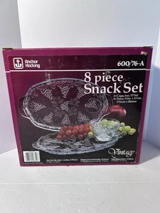 Anchor Hocking Vintage 8-Piece Glass Snack Set 600/76-A New Open Box USA - Picture 1 of 8