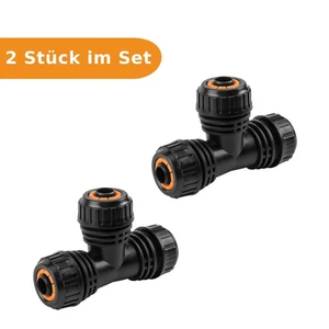 2x Gartenschlauch T-Stück 1/2 Zoll Schlauchverbinder T-Kupplung Verteiler Wasser - Bild 1 von 3
