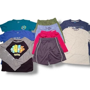 Lot of 9 Boys Mixed Clothes Sz 10/12 M T-shirts Shorts BCG Thereabouts Pokemon - Picture 1 of 9