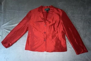 Lauren Ralph Lauren set blazer e pantaloni seta donna taglia 6 rosso 3 bottoni - Foto 1 di 24