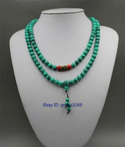 Colección Decoración Turquesa China Collar Budismo Oración Cuentas 22832 - Imagen 1 de 8