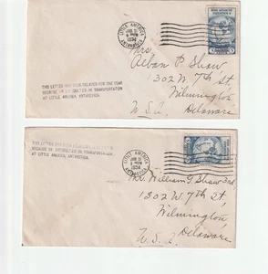 (2) 1934 Little America Antarctica Cover to  Delaware Delayed One Year Cover - Picture 1 of 2