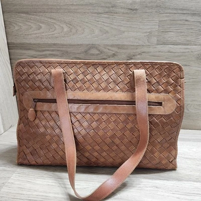 Bolso de cuero tejido vintage de gran tamaño Foto 1 de 4