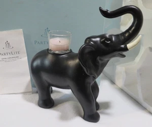 PARTYLITE Trompete Satin Schwarz ELEFANT Votivkerzenhalter 10" mit Box - Bild 1 von 11