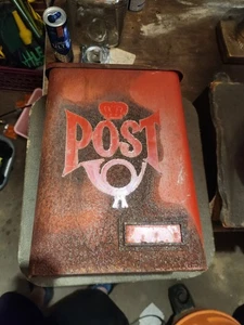 Vintage Red Metal Post Wall Letter Mailbox Lockable Made In Sweden - Picture 1 of 4
