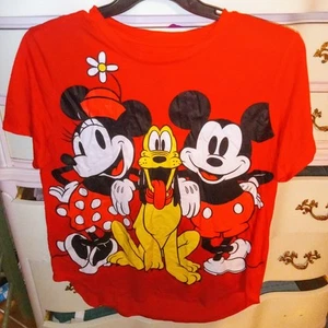 Disney Mickey Minnie And Pluto Shirt Size XL Red - Picture 1 of 2