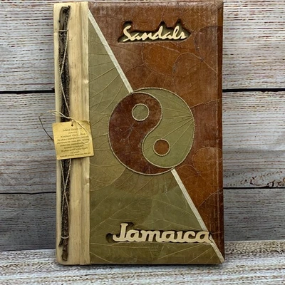 Island Treasures Handmade Photo Album Jamaica "Sandals" Natural Leaf Cover - Image 1 of 4