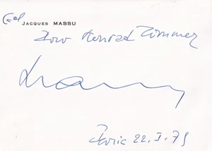 Jacques Massu - frz. General - "Batalla de Argel" - Tarjeta - original firmada - Imagen 1 de 1