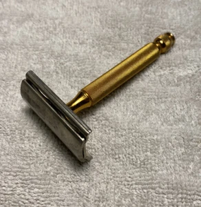vintage Gillette double-edge safety razor / chrome /gold finish - Picture 1 of 7