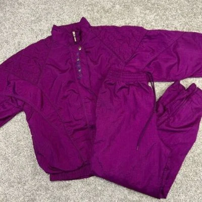 Traje cortavientos vintage Bold Spirit conjunto mujer talla pequeña púrpura pantalones chaqueta Foto 1 de 4