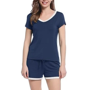 Short Bamboo Viscose Pajamas/Sleep Sets for Women Cooling Pajamas/JammiesNavy... - Picture 1 of 7