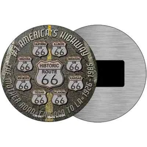 Route 66 Black Top 3.5" Magnet Plaque Fridge Refrigerator Kitchen Home Wall Door - Picture 1 of 2
