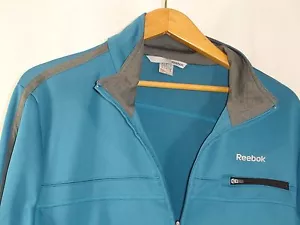 REEBOK HOMBRE TALLA XL AZUL PETRÓLEO GRIS RAYAS CREMALLERA COMPLETA PISTA TOP - Imagen 1 de 9
