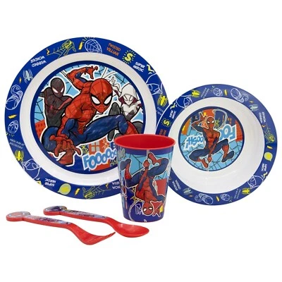 Marvel Spiderman Kinder Geschirr-Set 5 teilig Becher Teller Schüssel Besteck - Bild 1 von 3