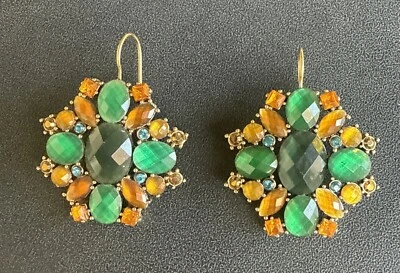 Pendientes Macys Gancho Pastor Topacio Azul Citrino Imitación Imitación Esmeralda Foto 1 de 4