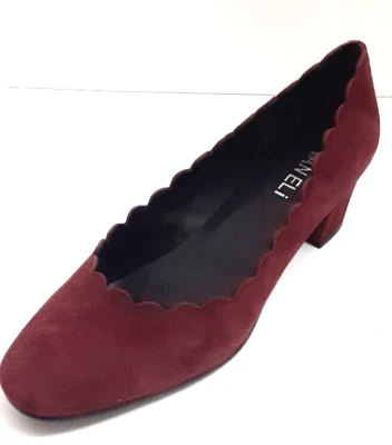Zapatos de salón Vaneli para mujer 7,5 N gamuza borgoña borde festoneado tacón bloque Foto 1 de 4