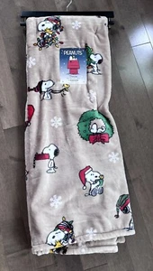 Peanuts Snoopy & Woodstock Christmas Plush Throw Blanket 50"x70" Taupe/tan - Picture 1 of 3