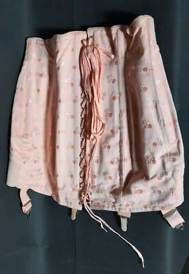 Винтажный корсет-футляр 1950-60 пояс-подвеска поддерживающая форма розовый с кружевом - Изображение 1 из 4