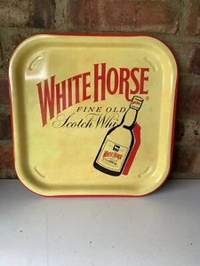 White Horse Square Metal Drinks Tray - Picture 1 of 1