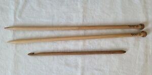 Two Wooden Boye 15-Inch Knitting Needles, and One Wooden Size 5 Crochet Hook