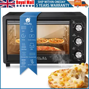 OYAJIA Mini Oven 28L Countertop Electric Grill w/ Temp Timer Control 1500W Black - Picture 1 of 14