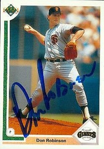 Don Robinson autographed baseball card San Francisco Giants 1991 Upper Deck #402