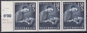 Ö 1958 ANK 1050 mit Fehler und Farbwischer 3er Streifen Postfrisch ** - Bild 1 von 2