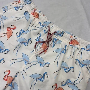 Peter Millar Men Blue Pink Flamingos Polyester Swim Trunks L - Picture 1 of 8
