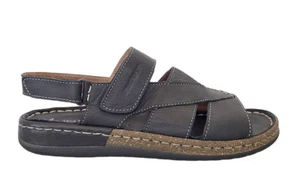 SANDALI UOMO SUSIMODA WALKSAN 5523/88 PELLE NERO FASCIA CINTURINO DIETRO ITALY - Foto 1 di 7