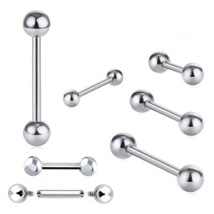 2X Internal Thread Steel Ear Barbell Ring Tongue Nipple Bar Stud Piercing 6-12mm - Picture 1 of 7