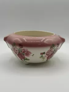 Vtg 1970s Hand Painted Rose Floral Glazed Ceramic Hanging Flowerpot Planter - Picture 1 of 15