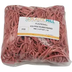 Rubber Bands #33: #33 Size, Pink, 2LB/1000 Count. - Picture 1 of 3