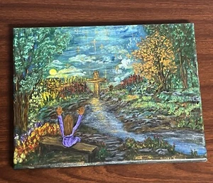 Christian Art Painting The Cross John 4:23 Worship OOAK 11x14" Canvas Acrylic - Picture 1 of 12
