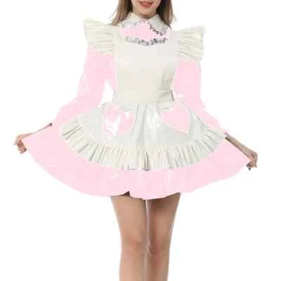Vestido plisado Sissy Sweet Maid bloqueable cuello Peter Pan travesti uniforme de criada Foto 1 de 4