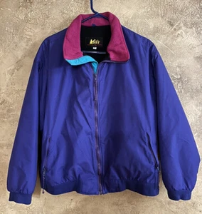 Vintage 90's Fleece Lined Bomber Ski Jacket REI Made In USA  Purple Teal  Size M - Picture 1 of 13