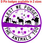 Purple Poppy Badge Remembrance Day Red Poppy Animals Of War Lest We Forget 
