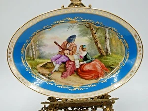 ANTIKE FRANZÖSISCHE HANDBEMALTE PLAKETTE SEVRES CHATEAU DES TUILERIES ~ PLATTENVASE - Bild 1 von 6