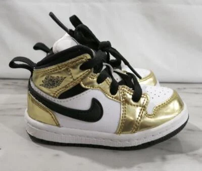 Nike Air Jordan 1 Mid Metallic Gold TD shoes Size 6C Toddler DC1424-700 - Image 1 of 4