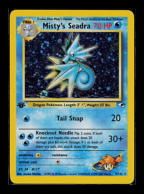 Pokemon Card - 1st Edition - Misty's Seadra - Gym Heroes 9/132 Holo Rare DMG