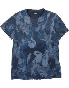 DESIGUAL Mens Graphic T-Shirt Top Large Navy Blue Cotton CI03 - Picture 1 of 3