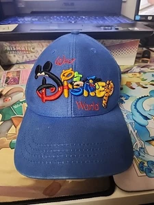 Walt Disney World Unisex Blue Character Lettering Embroidered Baseball Cap Hat - Picture 1 of 8
