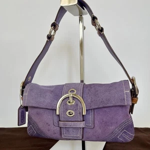 Coach Soho Schultertasche 8A18 Lila Wildleder Leder Demi Flap Vintage Y2K - Bild 1 von 14