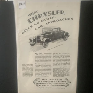 Vintage 1928 Chrysler No Other Car Approaches Ad Advertisement - Picture 1 of 2