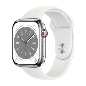 Apple Watch Series 8 (GPS + Cellular, 41 mm) - Boîtier en acier inoxydable argenté avec - Photo 1 sur 5