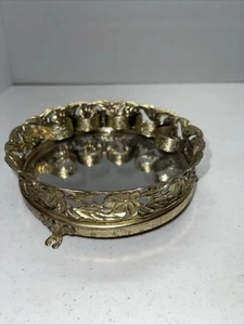 Vintage MCM Round Gold Lipstick Mirrored 5.5" - Bild 1 von 8
